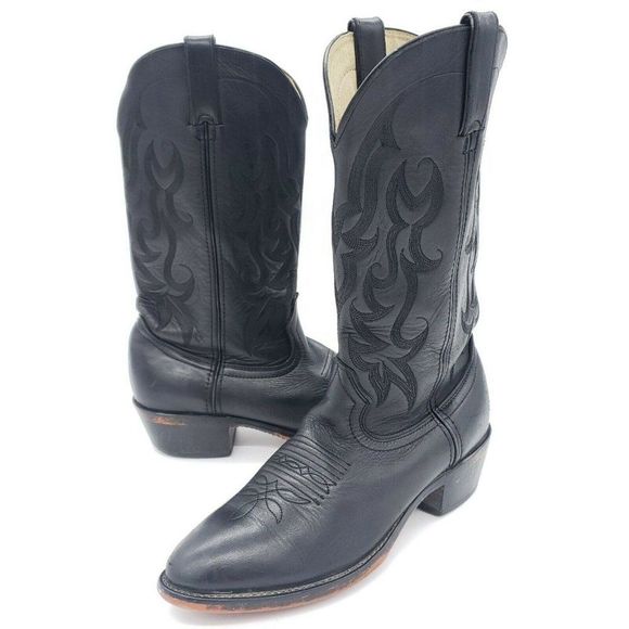 Durango Shoes Vtg Durango Mens Cowboy Boots Sz 65 D Black Leather